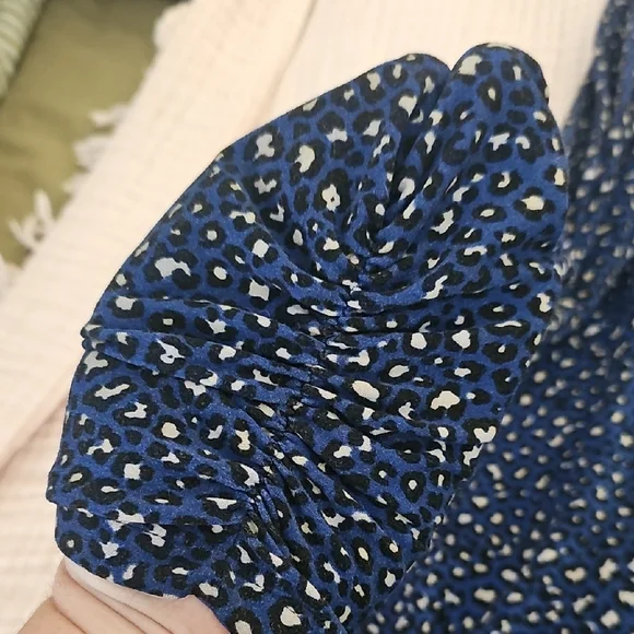 Susan Graver Blue and Black Animal Print Top - Picture 3 of 6